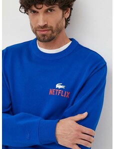 Lacoste pamut melegítőfelső x Netflix sötétkék, férfi, mintás,