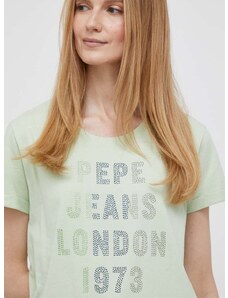 Pepe Jeans pamut póló AGNES zöld