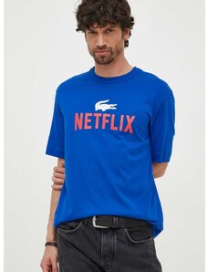 Lacoste pamut póló x Netflix mintás