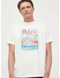 Polo Ralph Lauren pamut póló fehér, nyomott mintás