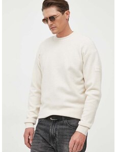 Calvin Klein gyapjúkeverék pulóver férfi, bézs