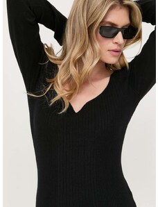 Guess pulóver selyemkeverékből könnyű, fekete