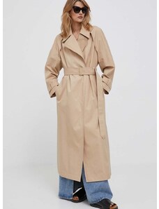 Calvin Klein kabát női, barna, átmeneti, kétsoros gombolású
