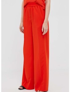 Calvin Klein nadrág női, narancssárga, magas derekú széles