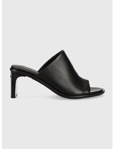 Calvin Klein bőr papucs CURVED STILETTO MULE fekete, női, magassarkú, HW0HW01628