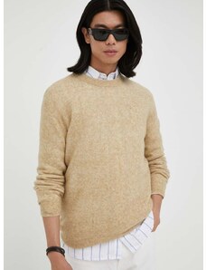 American Vintage gyapjú pulóver könnyű, férfi, bézs