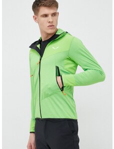 Salewa sportos pulóver Agner Hybrid zöld, férfi, mintás, kapucnis