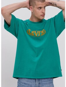 Levi's pamut póló zöld, nyomott mintás