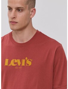 Levi's pamut póló piros, nyomott mintás