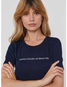 United Colors of Benetton pamut póló sötétkék