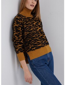 XT Studio pulóver meleg, női, sárga, garbónyakú