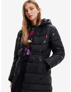 Desigual rövid kabát női, fekete, téli, oversize