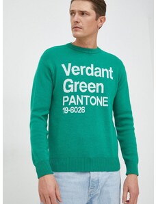 United Colors of Benetton gyapjúkeverék pulóver férfi, zöld