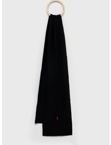 Polo Ralph Lauren gyapjú sál fekete, sima