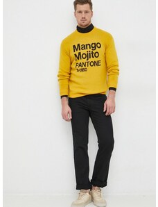 United Colors of Benetton gyapjúkeverék pulóver X Pantone könnyű, férfi, sárga