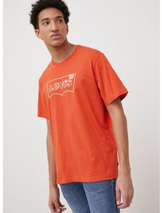 Levi's pamut póló narancssárga, nyomott mintás