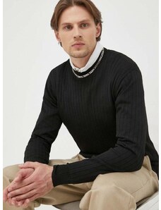 Bruuns Bazaar pulóver Leo Rivee könnyű, férfi, fekete