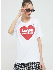 Love Moschino pamut póló fehér