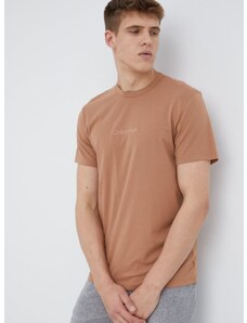 Calvin Klein Underwear pizsama póló barna, férfi, nyomott mintás
