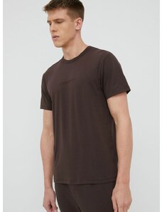 Calvin Klein Underwear pizsama póló barna, férfi, nyomott mintás