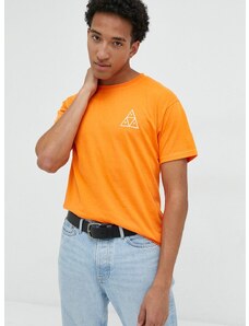 HUF pamut póló narancssárga, nyomott mintás
