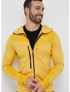 Salewa sportos pulóver Agner PL sárga, sima, kapucnis
