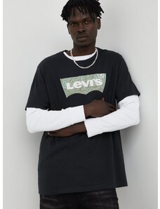 Levi's pamut póló fekete, nyomott mintás
