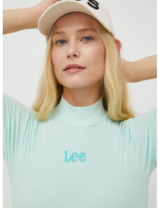 Lee t-shirt női, félgarbó nyakú, zöld