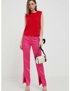 United Colors of Benetton nadrág női, rózsaszín, magas derekú egyenes