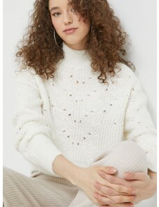 Superdry pulóver női, fehér, félgarbó nyakú