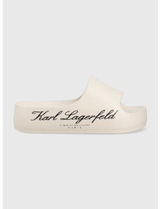 Karl Lagerfeld papucs KOBO II bézs, női, platformos, KL86000