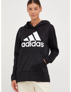 adidas Performance edzős pulóver Big Logo fekete, női, nyomott mintás, kapucnis