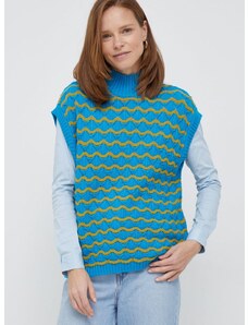 United Colors of Benetton gyapjú pulóver könnyű, női, félgarbó nyakú