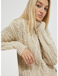 Superdry gyapjúkeverék pulóver női, bézs, garbónyakú