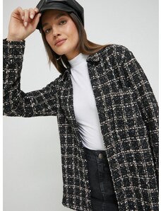 Abercrombie & Fitch ing gyapjú keverékből női, galléros, fekete, regular