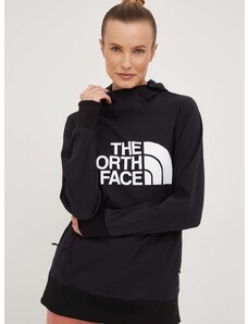 The North Face sportos pulóver Tenko fekete, női, nyomott mintás, kapucnis