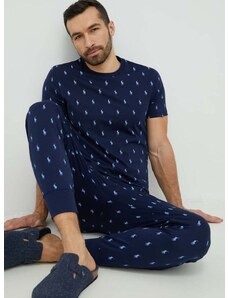 Polo Ralph Lauren pamut pizsama felső sötétkék, mintás