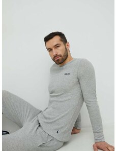 Polo Ralph Lauren hosszú ujjú pizsama felső szürke, nyomott mintás