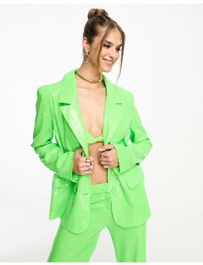 Annorlunda sequin oversized suit blazer in bright green-Multi