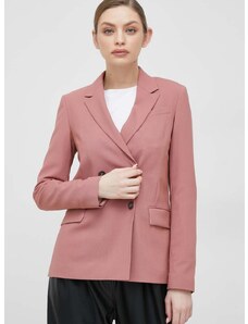 PS Paul Smith gyapjú kabát rózsaszín, sima, kétsoros gombolású