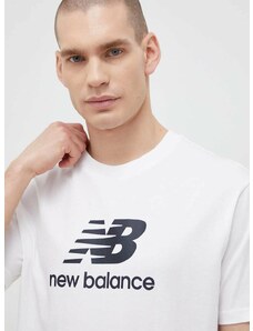 New Balance pamut póló fehér, mintás