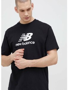 New Balance pamut póló fekete, mintás