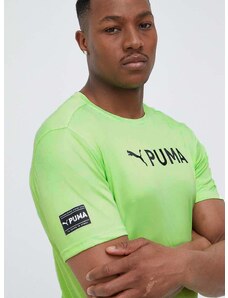 Puma edzős póló Fit zöld, nyomott mintás