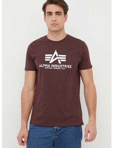 Alpha Industries pamut póló Basic T-Shirt bordó, nyomott mintás