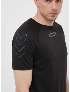 Hummel edzős póló Topaz fekete, nyomott mintás
