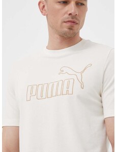 Puma t-shirt bézs, férfi, nyomott mintás