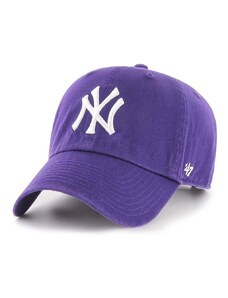 47brand pamut baseball sapka MLB New York Yankees lila, nyomott mintás
