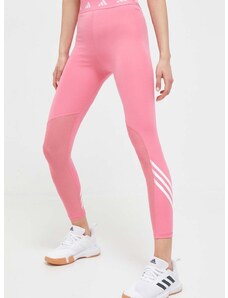 adidas Performance edzős legging Techfit 3-Stripes rózsaszín, nyomott mintás