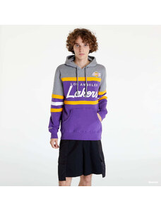 Férfi kapucnis pulóver Mitchell & Ness Head Coach Hoodie Los Angeles Lakers Purple/ Grey