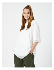 Koton Oversize T-Shirt with Tulle Detail Crew Neck Short Sleeve
